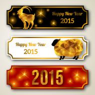 Vintage banners set with geometric pattern goat and sheep N2