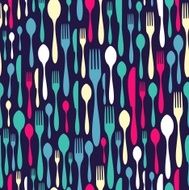 Cutlery silhouette icons pattern background N2