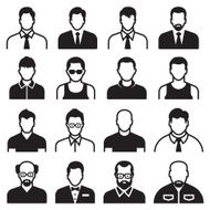 Differnent man Body Types black &amp; white vector icon set