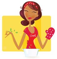 Sexi woman chef cooking healthy vegetable food in the kitchen