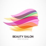 Beautiful girl silhouette with streaming hair Vector logo design template