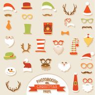 Christmas Retro Party set - Glasses hats lips mustaches mask