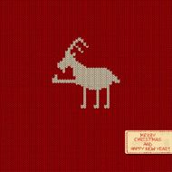 Knitted pattern card with funny goat N4
