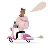 Businessman( teacher ) Riding A Motorcycle