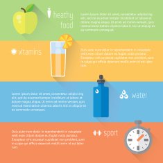 Healthy lifestyle llustration and info-graphic Food water sport