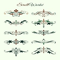 Scroll works Design Ornamental decorative Elements N2