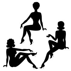 Silhouettes of beautiful pin up girls 1950s style N4