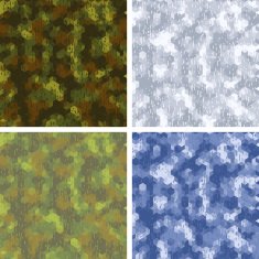 Seamless stylized camouflage patterns with hexagons