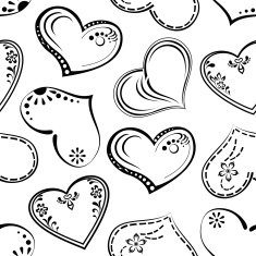 Seamless background outline hearts