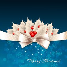 Vector christmas background with bow and holly N4