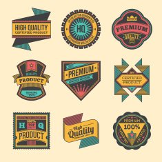Assorted designs vector colorful vintage badges and labels set 6