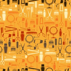 Hairdressing tools seamless pattern in retro style N5