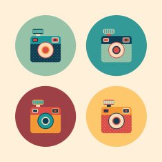 Colorful set of hipster vintage cameras
