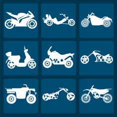 Set of nine motorbikes icons N3
