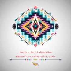 Vector colorful decorative element on native ethnic style N18