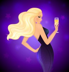 Elegance blond woman with champagne N2