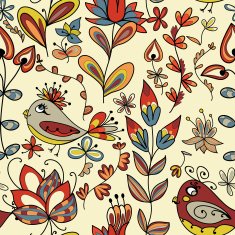 Seamless texture with flowers and birds N38