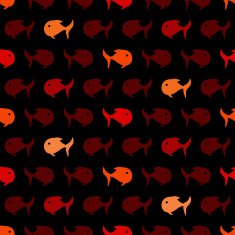 Seamless abstract pattern wits red and orage fish N2
