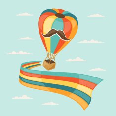 Design with air balloon in hipster style