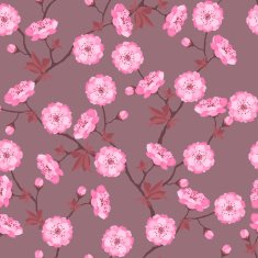 Spring flowers cherry natural seamless pattern N2