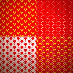 Set of four different geometrical patterns (seamlessly tiling)