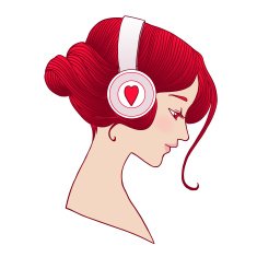 Young woman's head with headphones vector illustration Profile