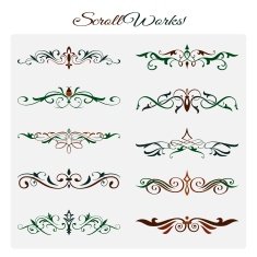 Scroll works Design Ornamental decorative Elements N3