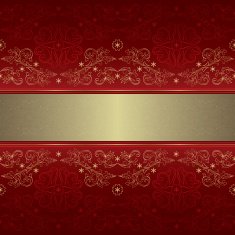 Ornate floral seamless pattern on red Vector background