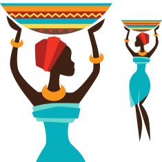 Silhouette of african girl which carries basket
