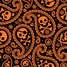 seamless with a paisley and skulls