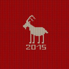 Knitted pattern card with funny goat N2