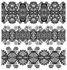 collection of seamless ornamental floral stripes N117