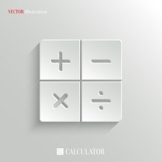 Calculator icon - vector white app button