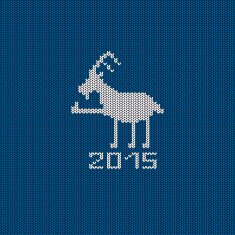 Knitted pattern card with funny goat N3