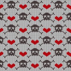 Knitted seamless pattern with skulls N3
