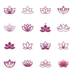 Vector lotus labels for Wellness industry N6