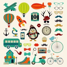 Vector Retro Vintage Icon Set N2