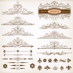 calligraphic design elements vector set N4