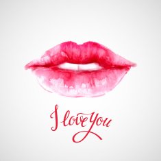 Lips painted in watercolor Vector illustration N4