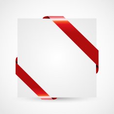 Decorative red corner ribbon on blank paper card vector N2