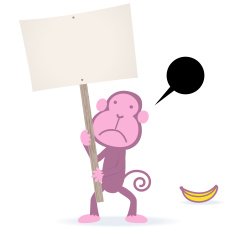 monkey holding a blank sign for your message