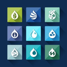 Water drop icons in flat design style