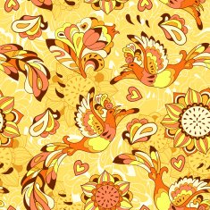 Colorful pattern with bird Phoenix and sunflower N2