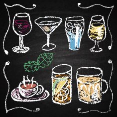 Hand drawn cocktail menu elements N2