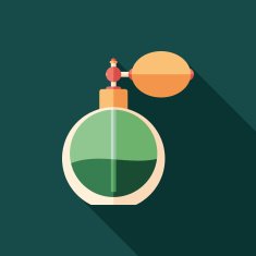 Retro perfume bottle flat square icon with long shadows