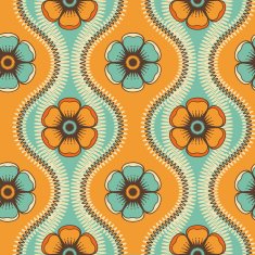 Fashion pattern with flowers in retro color N4