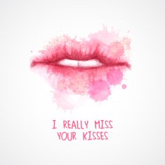 Lips painted in watercolor Vector illustration N5