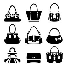 Vector icons of female bags