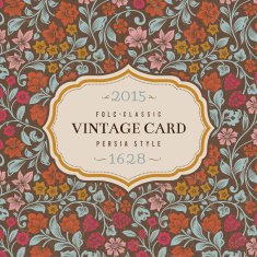 Vector vintage card Stylized silhouettes of flowers and berries N3