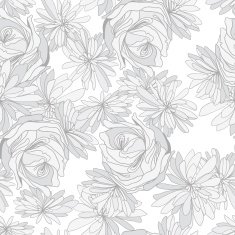 seamless pattern with roses and camomiles